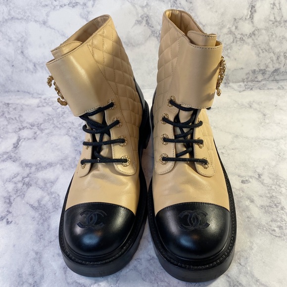 Chanel Calfskin Two Tone Combat Boots 40 - Picture 4 of 10